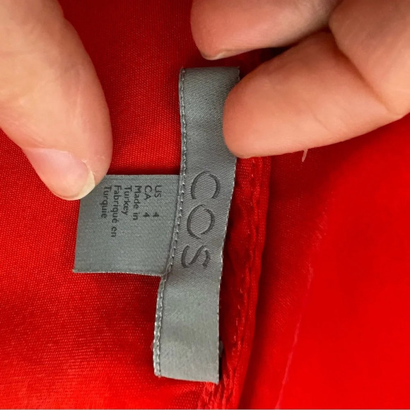 COS Silk Cowl Neck Long Sleeve Red Top Blouse Size 4 - Picture 4 of 6